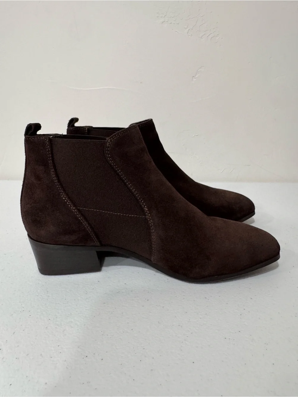 Aquatalia Fiona Crosta Chelsea Weatherproof Chocolate Brown Suede Ankle Boot 6